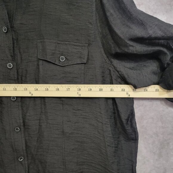 TanJay Black Sheer Soft Lightweight Button Down size Large - Picture 8 of 14